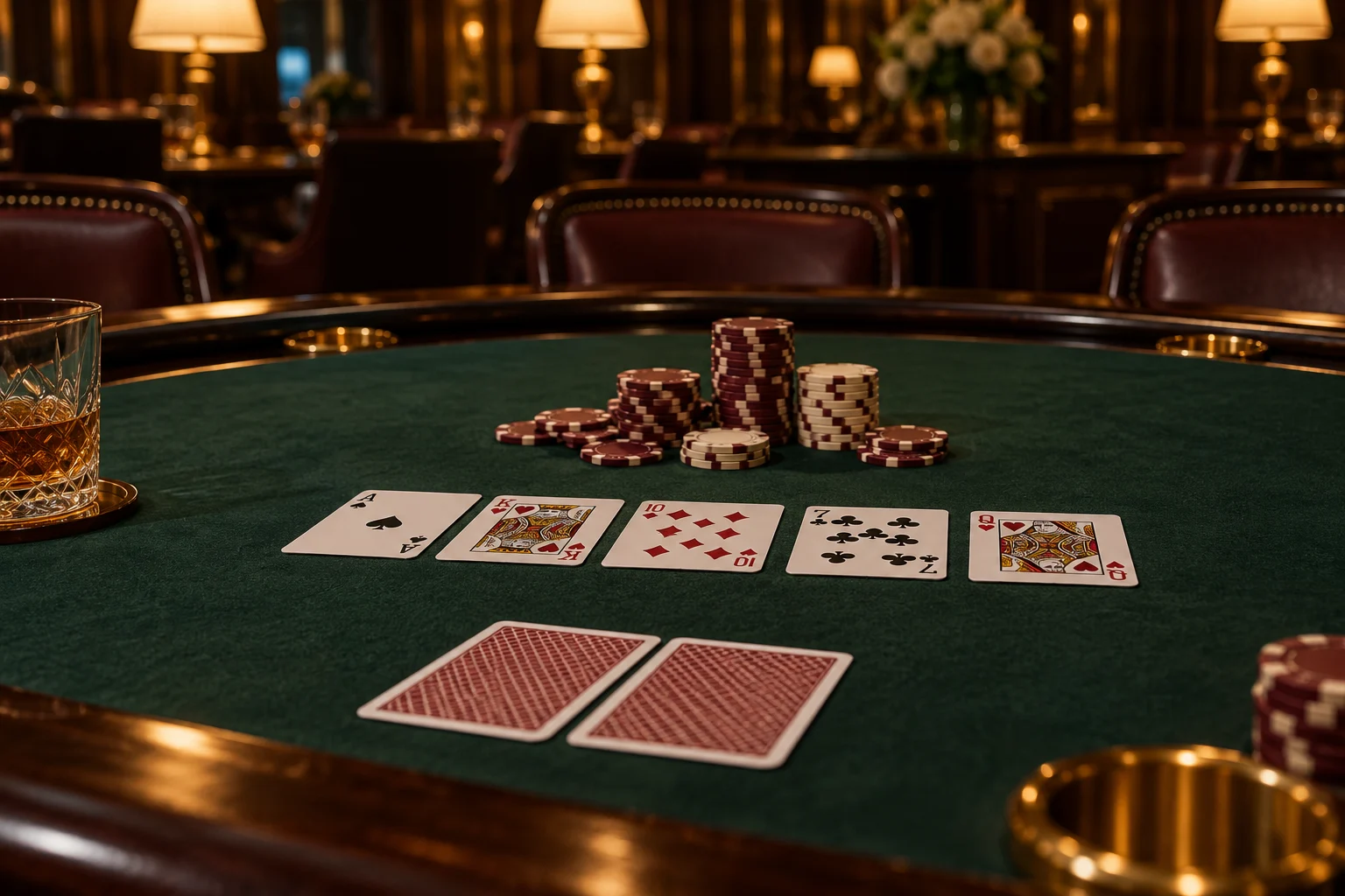 Poker equipment in a casino game illustration
